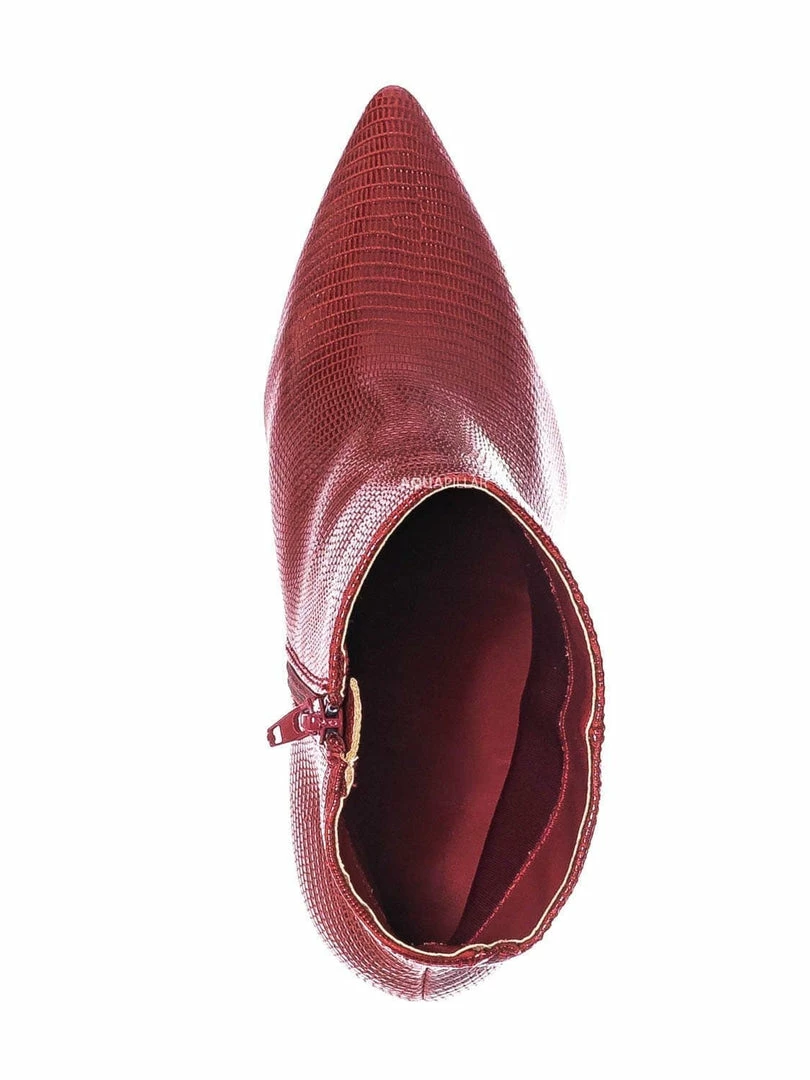 Bamboo New Bellflower09 Pointed Toe Block Heel Bootie - Women Croc & Suede Ankle Pump Boot