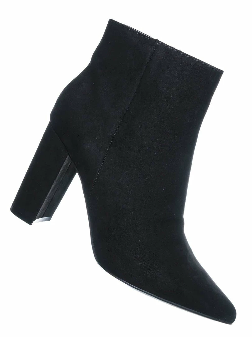 Bamboo New Bellflower09 Pointed Toe Block Heel Bootie - Women Croc & Suede Ankle Pump Boot