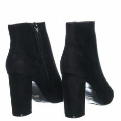 Bamboo New Bellflower09 Pointed Toe Block Heel Bootie - Women Croc & Suede Ankle Pump Boot