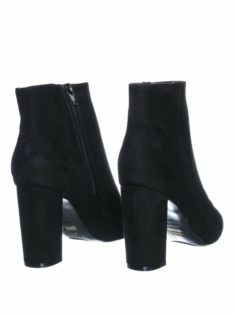 Bamboo New Bellflower09 Pointed Toe Block Heel Bootie - Women Croc & Suede Ankle Pump Boot