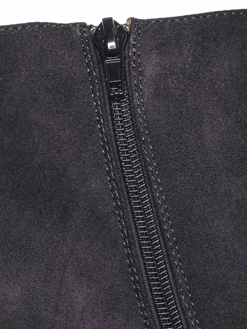 Bamboo New Bellflower09 Pointed Toe Block Heel Bootie - Women Croc & Suede Ankle Pump Boot