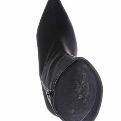 Bamboo Bellflower14 High Block Heel Bootie - Faux Fur Lining Pointed Toe Ankle Boot