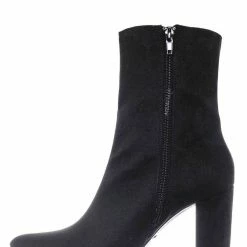 Bamboo Bellflower14 High Block Heel Bootie - Faux Fur Lining Pointed Toe Ankle Boot