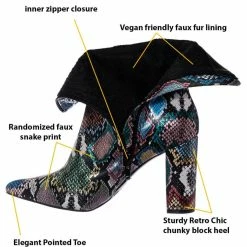 Bamboo Bellflower14 High Block Heel Bootie - Faux Fur Lining Pointed Toe Ankle Boot