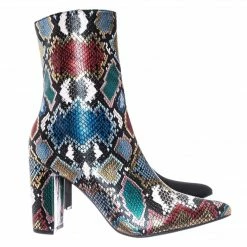 Bamboo Bellflower14 High Block Heel Bootie - Faux Fur Lining Pointed Toe Ankle Boot