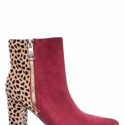 Bamboo New Bellflower55 Duo Tone Half Print Bootie - 2 Pattern Block High Heel Ankle Boots