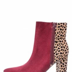 Bamboo New Bellflower55 Duo Tone Half Print Bootie - 2 Pattern Block High Heel Ankle Boots