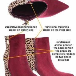 Bamboo New Bellflower55 Duo Tone Half Print Bootie - 2 Pattern Block High Heel Ankle Boots