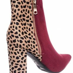 Bamboo New Bellflower55 Duo Tone Half Print Bootie - 2 Pattern Block High Heel Ankle Boots