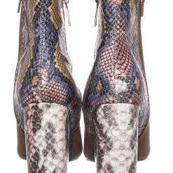 Bamboo New Bellflower55 Duo Tone Half Print Bootie - 2 Pattern Block High Heel Ankle Boots