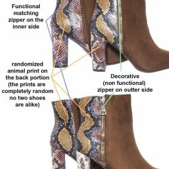 Bamboo New Bellflower55 Duo Tone Half Print Bootie - 2 Pattern Block High Heel Ankle Boots