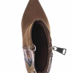 Bamboo New Bellflower55 Duo Tone Half Print Bootie - 2 Pattern Block High Heel Ankle Boots