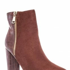 Bamboo New Bellflower55 Duo Tone Half Print Bootie - 2 Pattern Block High Heel Ankle Boots