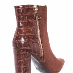Bamboo New Bellflower55 Duo Tone Half Print Bootie - 2 Pattern Block High Heel Ankle Boots