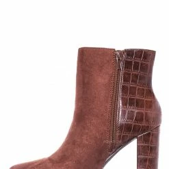 Bamboo New Bellflower55 Duo Tone Half Print Bootie - 2 Pattern Block High Heel Ankle Boots