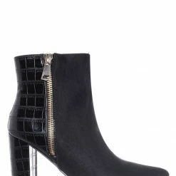 Bamboo New Bellflower55 Duo Tone Half Print Bootie - 2 Pattern Block High Heel Ankle Boots