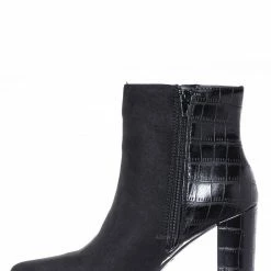 Bamboo New Bellflower55 Duo Tone Half Print Bootie - 2 Pattern Block High Heel Ankle Boots