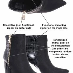 Bamboo New Bellflower55 Duo Tone Half Print Bootie - 2 Pattern Block High Heel Ankle Boots