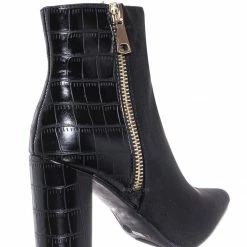 Bamboo New Bellflower55 Duo Tone Half Print Bootie - 2 Pattern Block High Heel Ankle Boots