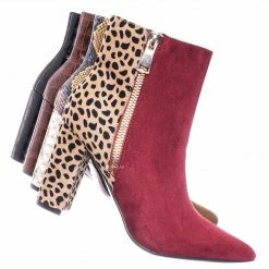 Bamboo New Bellflower55 Duo Tone Half Print Bootie - 2 Pattern Block High Heel Ankle Boots