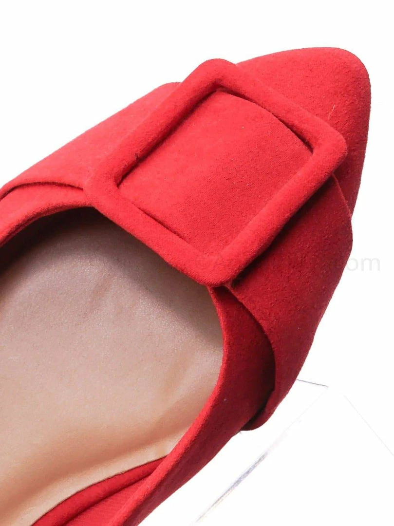 Bamboo Blog57 Pointed Toe Flats - Women Dressy Ballet Shoes W Puritan Square Buckle