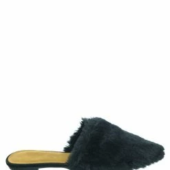 Bamboo Blog75 Slip On Faux Fur Mule Flats - Womens Pointed Toe Slipper Shoes New