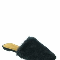 Bamboo Blog75 Slip On Faux Fur Mule Flats - Womens Pointed Toe Slipper Shoes New