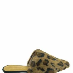 Bamboo Blog75 Slip On Faux Fur Mule Flats - Womens Pointed Toe Slipper Shoes New