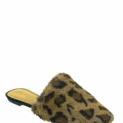 Bamboo Blog75 Slip On Faux Fur Mule Flats - Womens Pointed Toe Slipper Shoes New