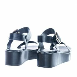 Bonus12 By Bamboo Flatform Open Toe Sandal W Adjustable Ankle Strap