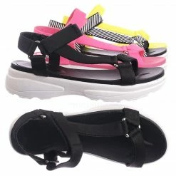 Bamboo Catch02 Hook & Loop Sporty Cushioned Footbed Sandal - Women Web Strap Flatform New