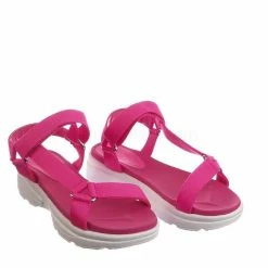 Bamboo Catch02 Hook & Loop Sporty Cushioned Footbed Sandal - Women Web Strap Flatform New