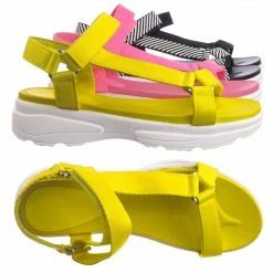 Bamboo Catch02 Hook & Loop Sporty Cushioned Footbed Sandal - Women Web Strap Flatform New