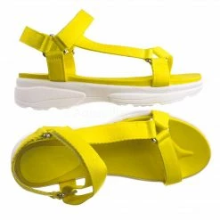 Bamboo Catch02 Hook & Loop Sporty Cushioned Footbed Sandal - Women Web Strap Flatform New