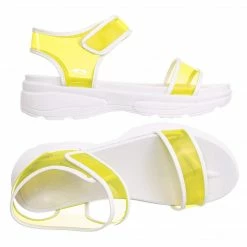 Bamboo Catch13 Sporty Lucite Clear Sandal - Women Neon Transparent Molded Footbed PVC