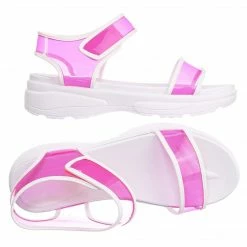 Bamboo Catch13 Sporty Lucite Clear Sandal - Women Neon Transparent Molded Footbed PVC