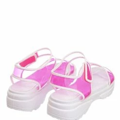 Bamboo Catch13 Sporty Lucite Clear Sandal - Women Neon Transparent Molded Footbed PVC