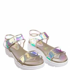 Bamboo Catch13 Sporty Lucite Clear Sandal - Women Neon Transparent Molded Footbed PVC