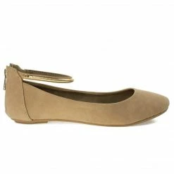 Chantel40M By Bamboo, Round Toe Dress Flat W Oriental/Russian Print, Metal Ankle Strap. Flat Shoe