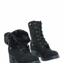 Bamboo Chief14 Sherling Fold Over Combat Boot -Women Faux Fur Ankle High Lace Up Boot New