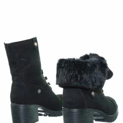 Bamboo Chief14 Sherling Fold Over Combat Boot -Women Faux Fur Ankle High Lace Up Boot New