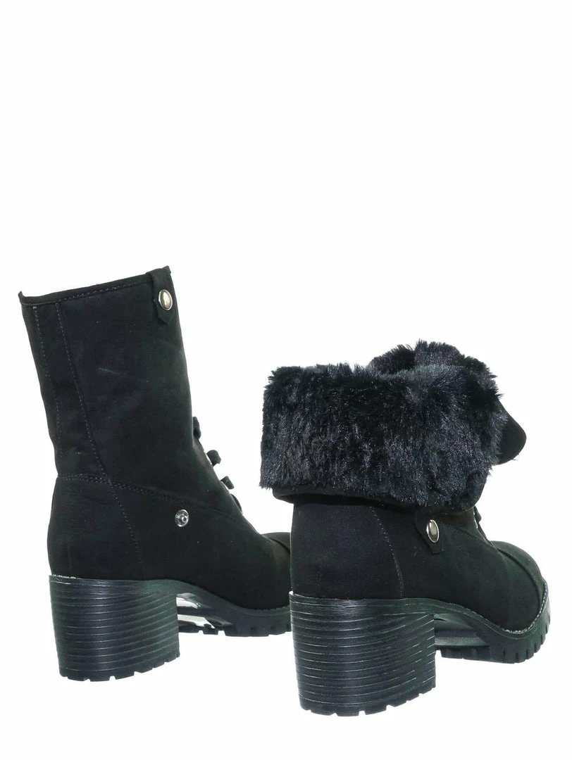 Bamboo Chief14 Sherling Fold Over Combat Boot -Women Faux Fur Ankle High Lace Up Boot New