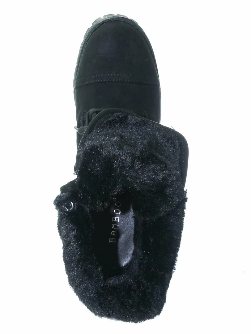 Bamboo Chief14 Sherling Fold Over Combat Boot -Women Faux Fur Ankle High Lace Up Boot New