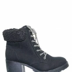 Bamboo Chief19 Mucker Combat Boots W Shearling - Women Faux Fur Lined Sport Bootie New