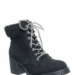 Bamboo Chief19 Mucker Combat Boots W Shearling - Women Faux Fur Lined Sport Bootie New