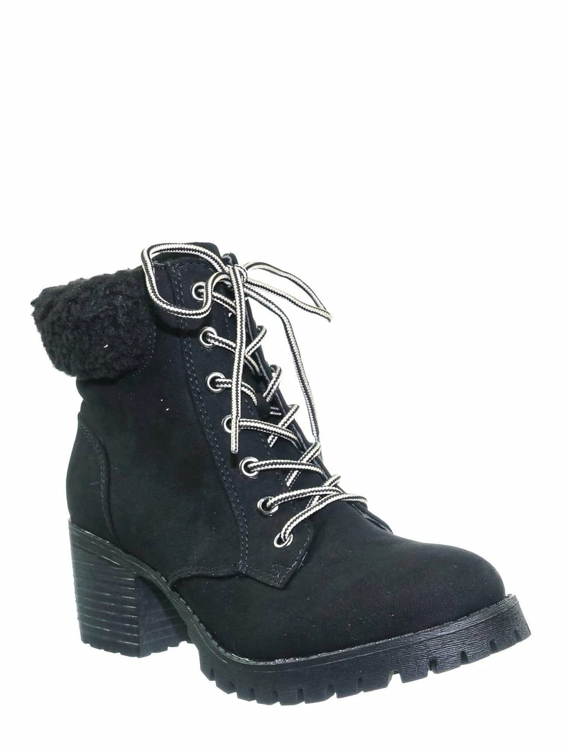 Bamboo Chief19 Mucker Combat Boots W Shearling - Women Faux Fur Lined Sport Bootie New