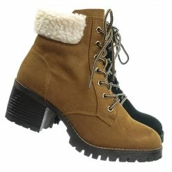Bamboo Chief19 Mucker Combat Boots W Shearling - Women Faux Fur Lined Sport Bootie New