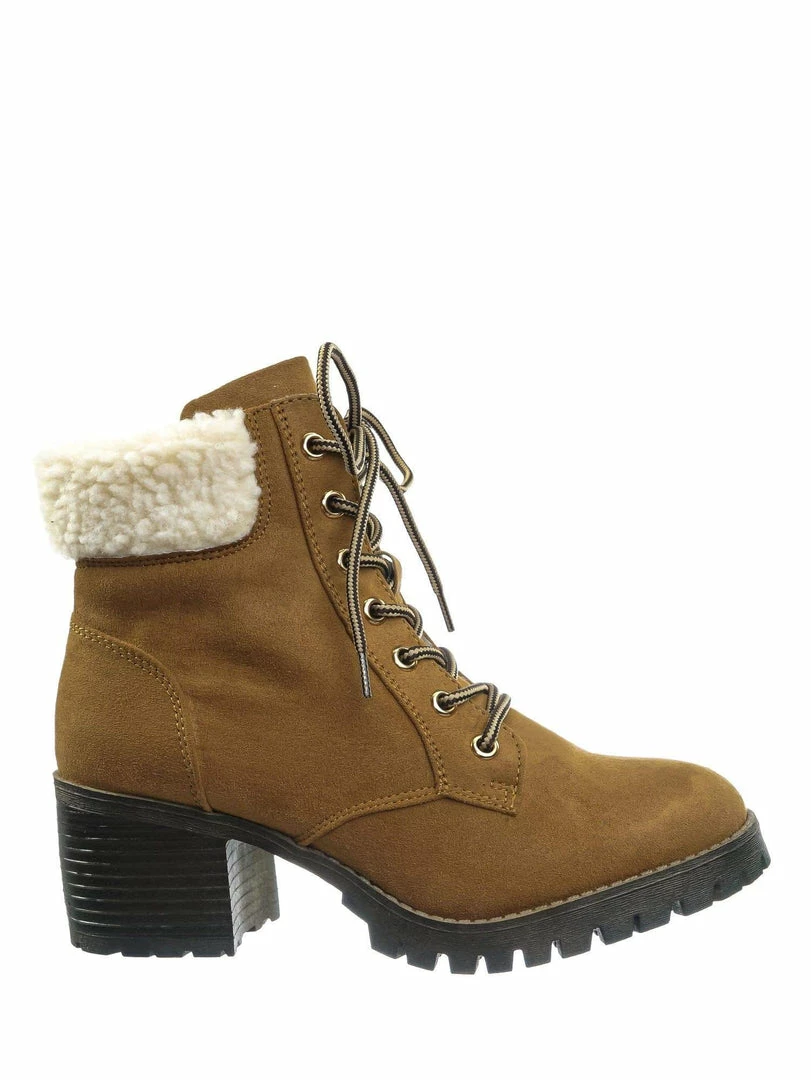 Bamboo Chief19 Mucker Combat Boots W Shearling - Women Faux Fur Lined Sport Bootie New