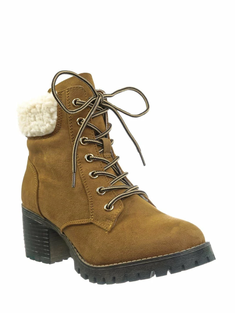 Bamboo Chief19 Mucker Combat Boots W Shearling - Women Faux Fur Lined Sport Bootie New
