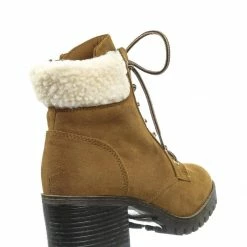 Bamboo Chief19 Mucker Combat Boots W Shearling - Women Faux Fur Lined Sport Bootie New